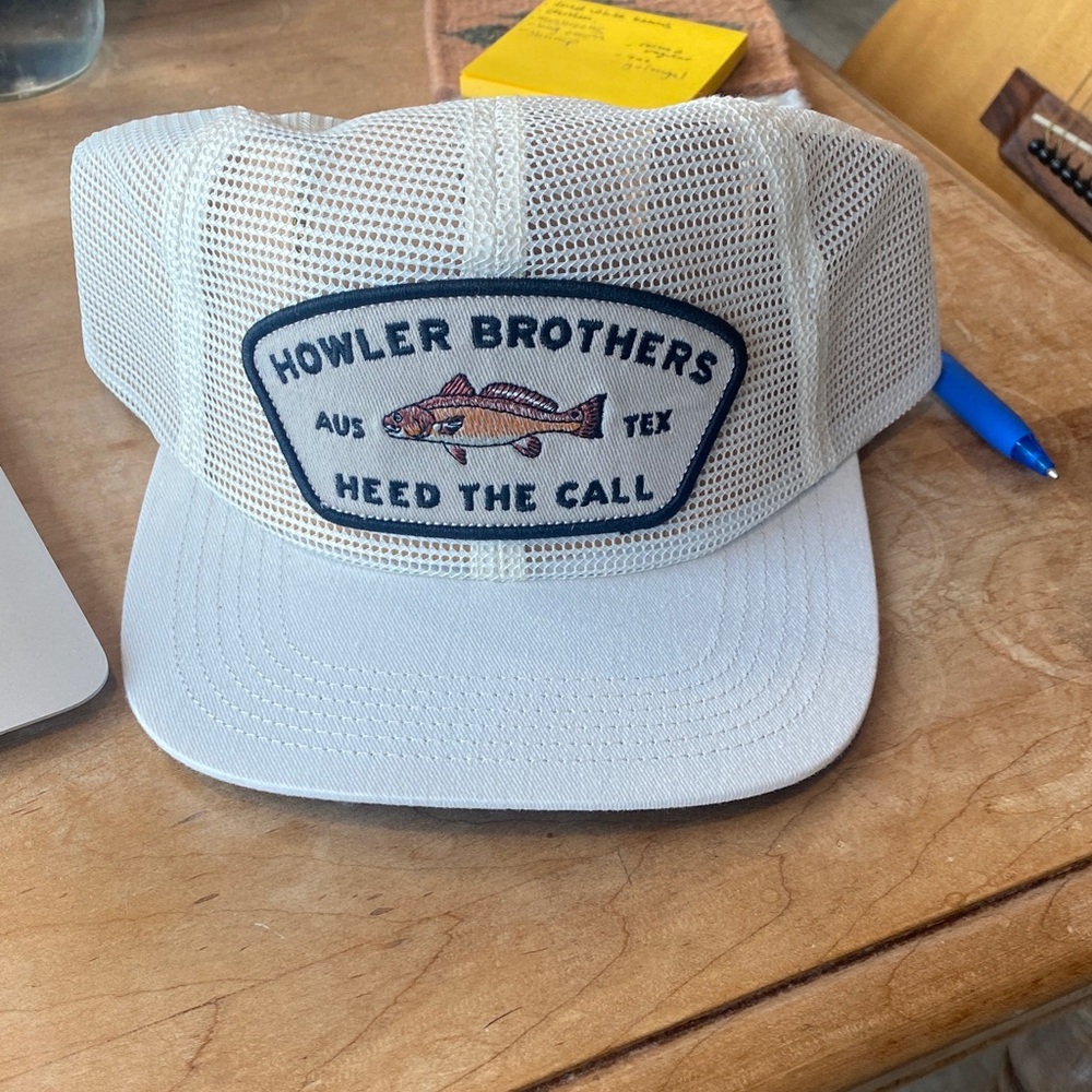 Howler Brothers White redfish mesh Cap heed the call